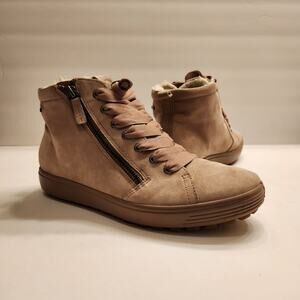 ECCO High Top Sneaker Womens 8-8.5 Morel Brown Tred GTX Nubuck Leather Winter